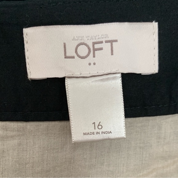 Ann Taylor LOFT Factory Black Eyelet 100% Cotton Lined Skirt Pockets Size 16 - Picture 5 of 6